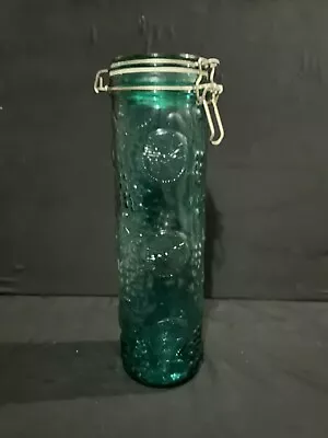 Buy Vintage Glass Storage Jar Embossed With Fruit Canister Lid • 15£