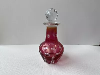 Buy Vintage Cranberry Coloured Indian Glass Perfume Bottle • 10£