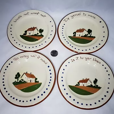 Buy Set Of 4 Dartmouth Pottery Devon Motto Cottageware 6.5  Bread Plates England • 15.14£