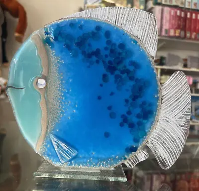 Buy Fused Glass Ornament Fish Blue Large - Nobilé Glassware - 1535-16 • 51.99£