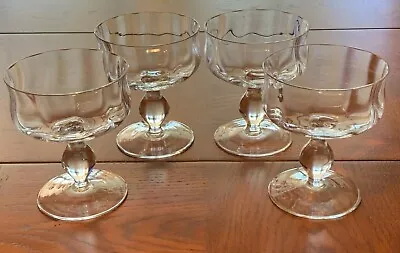 Buy Set Of 4 Vintage Optic Crystal 11 Oz.  Champagne/Sherbet Glasses, Ball Stem • 24.01£