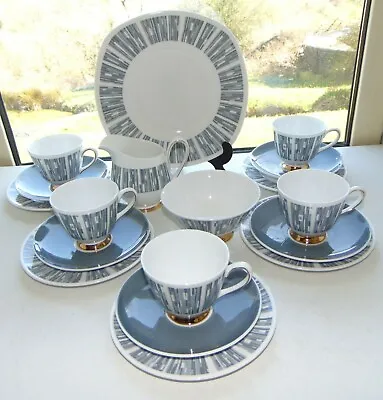 Buy Vintage Retro Tuscan China Rh & SL Plant Manhattan Pattern 18 Pc Cups Saucers  • 45£