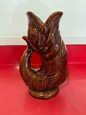 Buy Vintage Brown Dartmouth Glazed Pottery Gurgle Fish Jug • 24.99£
