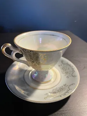 Buy Royal Crown Teacup And Saucer, Fine Bone China, Golden Edge Design  • 10.87£