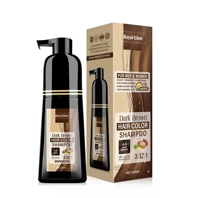 Buy Royal Glow Dark Brown Hair Colour Shampoo 200ml For Men & Women | Vitamin B5 • 14.99£