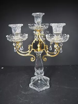 Buy Stunning Glass & Gold Metal Candelabra 4 Candle Approx 34cm High • 59.99£