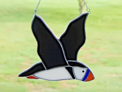 Buy Stained Glass Suncatcher/Window Hanger Flying Puffin Bird Gift/Home Decoration • 32£