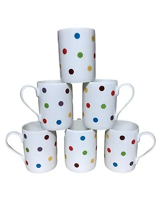Buy FINE Bone China Mugs Set Of 6 Multi Coloured Spots Spotty Mugs Gift Set Lyrics • 23.99£
