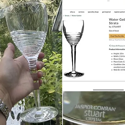 Buy RARE 1 STUART WATERFORD Crystal STRATA Jasper Conran 10” Large Wine SIGNED GLASS • 90£