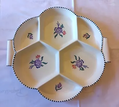 Buy Poole Pottery Nibbles / Hors D’oeuvres Plate, White With Flower Pattern. Vintage • 10£