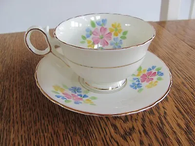 Buy Vintage Delphine Bone China Teacup & Saucer Made In England Floral Pattern • 15.12£
