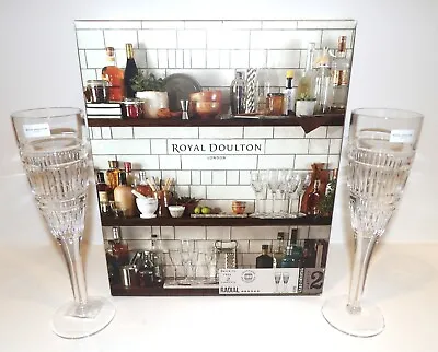 Buy Stunning Nib Pair Of  Royal Doulton  Crystal 40034045  Radial Champagne Flutes • 81.63£