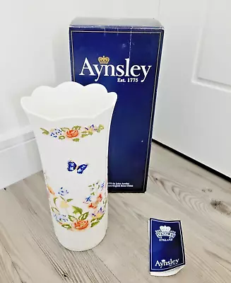 Buy Aynsley Fine Bone China Scalloped Edge VASE 8.5  Made In England Cottage Garden • 12.99£
