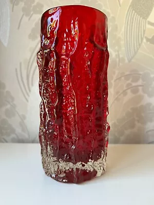 Buy Whitefriars Ruby Red LARGE 9  23cm Glass Bark Vase Geoffrey Baxter 70s Retro • 170£
