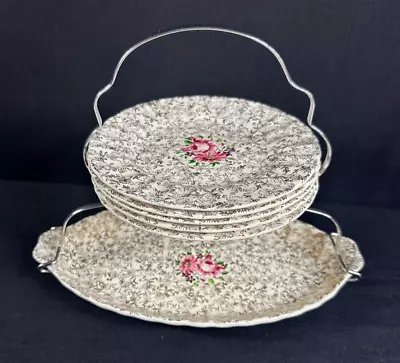 Buy Rare 1950s Vintage Royal Victoria Wade Pottery Chintz Rose Cake Stand 5/6 Plates • 28.99£