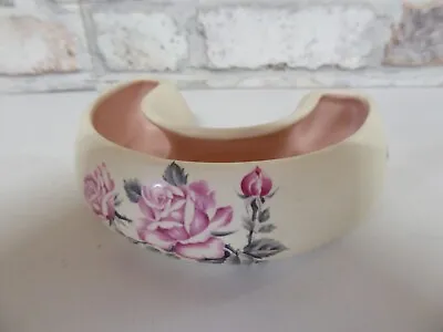 Buy Vintage Axe Vale Pottery Curved Posy Flower Trough Pink Rose Pattern 5  • 9.99£