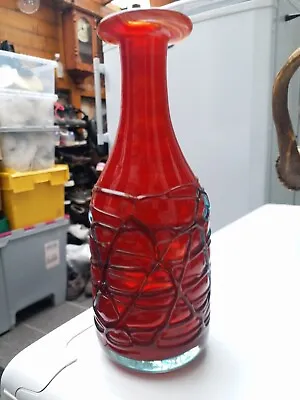 Buy Mdina Red ~ Random Trailed ~ Bottle Vase ~ Free UK P&P • 34.99£