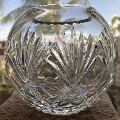 Buy Cut Lead Crystal Round Rose Bowl Globe Ball Vase Clear Elegant Centerpiece Glass • 37.94£