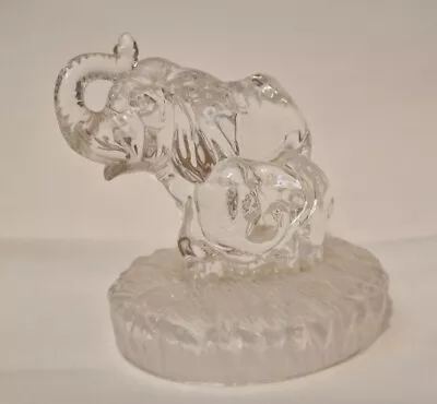 Buy Clear Crystal Glass Elephant And Baby Figurine '5  Height, Base 4.5  X 4 ' 850g • 19.80£