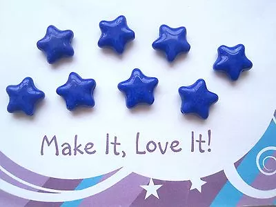 Buy 8 X COBALT BLUE SMOOTH CZECH PRESSED GLASS 5 POINT STAR FEATURE BEADS 12mm • 1.69£
