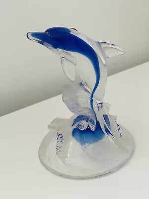 Buy Cristal D’Arques Dolphin Blue Clear Glass Lead Crystal Ornament • 10£