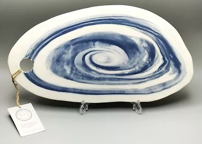 Buy Gemma Whitaker Ceramics Hand Made Swirled Blue & White Porcelain Serving Platter • 29.99£