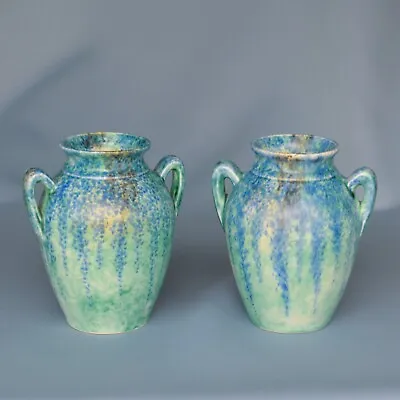 Buy Pair Art Deco Beswick English Hand Painted Pottery Vases With Distinctive Crysta • 35£