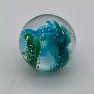 Buy Glass Eye Studio 2003 Blue Green Bubbles Paperweight Marked Dated • 120.87£