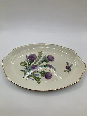 Buy Vtg Highland Park Pottery Porcelain Hand Painted Dish Purple Thistle SCOTLAND • 20.87£