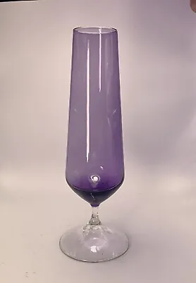 Buy Vintage Purple Glass Footed Vase 24.5x8cm • 15.37£
