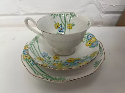 Buy Royal Albert Crown China Dell Teacup & Saucer, Tea Plate 3 Pc Green Floral #RA • 9.09£