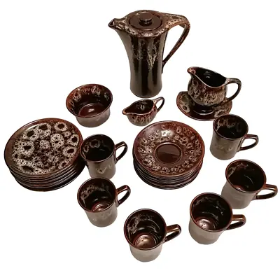 Buy Kernewek Cornish Pottery Tea Coffee Set 6 Setting 23 Pc Vintage Brown Home Gift • 69.95£