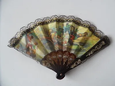 Buy Small Child Size Vintage Lace Spanish Hand Fan Horse Couch People Children • 9.99£