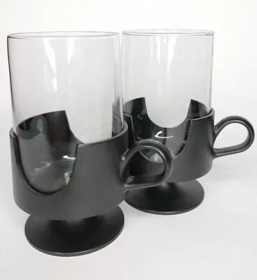 Buy Corning Pyrex Glas-Snap 8oz Black Vintage Glassware Set Of 2 • 13.14£