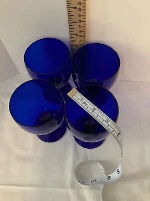 Buy Four Cobalt Blue Stemmed Glassware Goblets • 26.60£