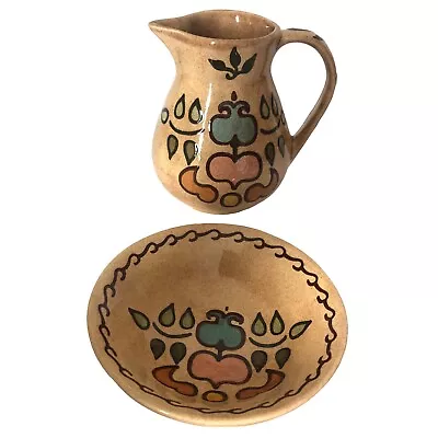 Buy PA Dutch Pottery Creamer Pitcher Bowl Folk Art Karen Dilcher Pennsylvania • 23.71£