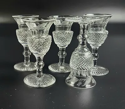 Buy Vintage - Set Of 5 -Cordial Glass Thistle (Cut) By EDINBURGH CRYSTAL - 3.5  Tall • 427.57£