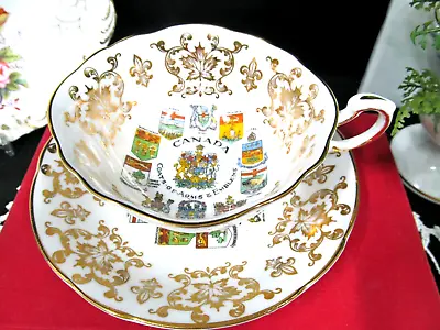 Buy Paragon Tea Cup And Saucer Coat Of Arms Pattern Teacup England 1950s • 23.12£
