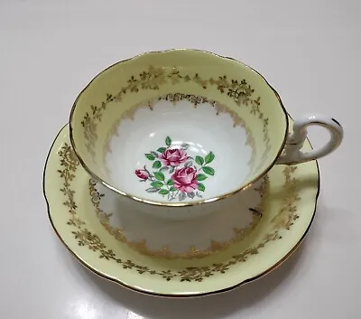 Buy ROYAL GRAFTON YELLOW TEA CUP AND SAUCER England Fine Bone China Gold Floral* • 17.07£