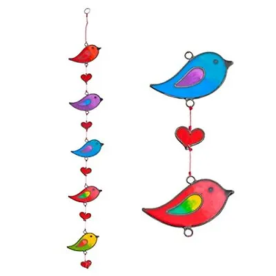 Buy Colourful Bird Stained Glass Sun Catcher Mobile - Beautiful Window Hanging - Ho • 19.62£