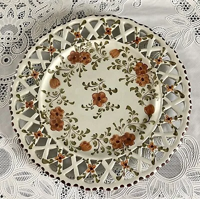 Buy Vintage Martan Portugal Hand Painted Reticulated Wall Plate Cottage Core • 27.81£