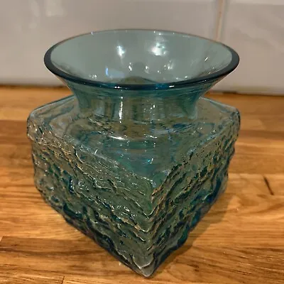 Buy Dartington Glass Kingfisher Blue Square Polar Flared Vase  FT101Thrower • 13£