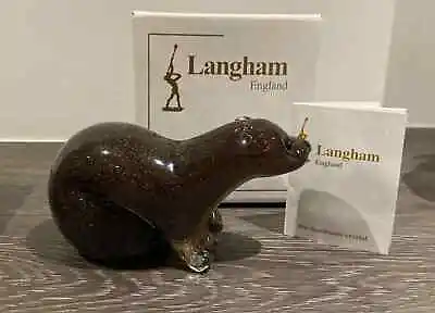 Buy Langham Glass Fine Hand Made Crystal Medium Brown Otter NEW IN BOX • 49.99£