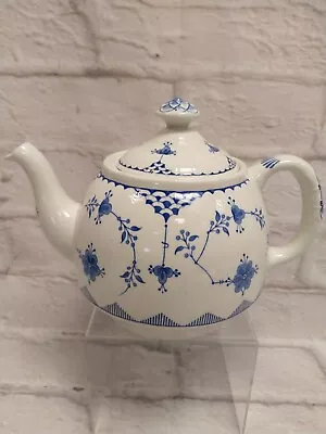 Buy Masons / Furnivals Denmark Blue White  Round China Teapot 6.5  Tall (WL) • 49.99£
