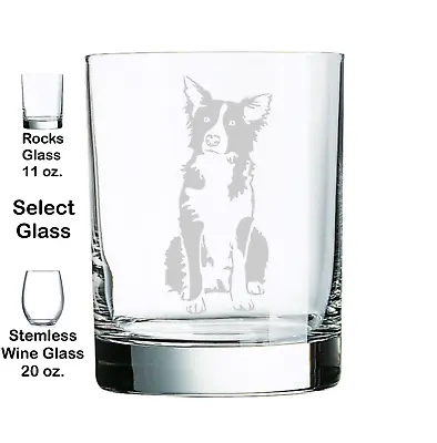 Buy BORDER COLLIE DOG ENGRAVED On GLASSWARE, FREE SHIPPING,ETCHED,WHISKEY,WINE GLASS • 24.09£