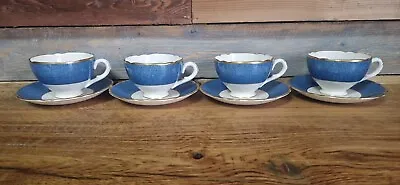 Buy Blue & White Gold Trim Very Rare Royal Cauldon Tea Set X4 Cups & Saucers X3026/b • 8.99£