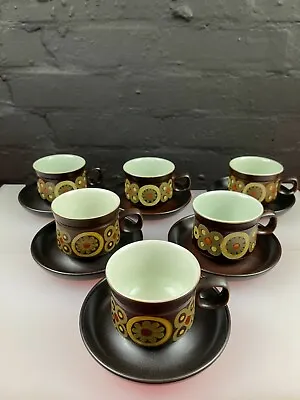 Buy 6 X Denby Arabesque Teacups And Saucers 6 Sets Available • 31.99£