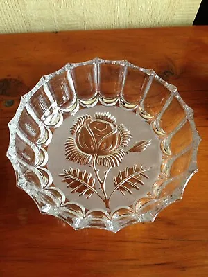 Buy Beautiful Crystal Bowl With Rose Centre - 8.1/4  Dia • 9.99£