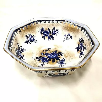 Buy Vintage Losol Ware Keeling Burslem Blue Rose Octagonal Bowl / Dish 9  Diameter • 20£