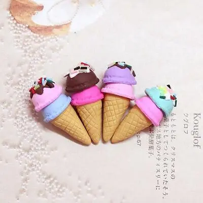 Buy 4pcs Doll House Miniature Food Dessert Sweet Ice Cream Cones Fridge Phone Decor • 3.16£
